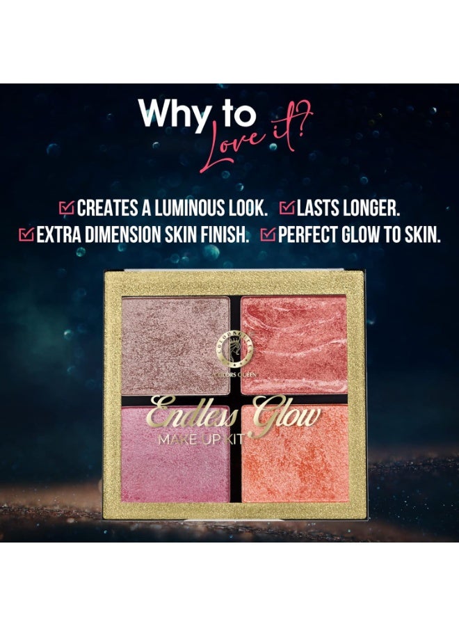 Colors Queen Endless Glow Highlighter kit| Matte Finish with a hint of shimmer, highly pigmented, effortless blending, smooth application, lightweight, 04(12 gram) - Image 3